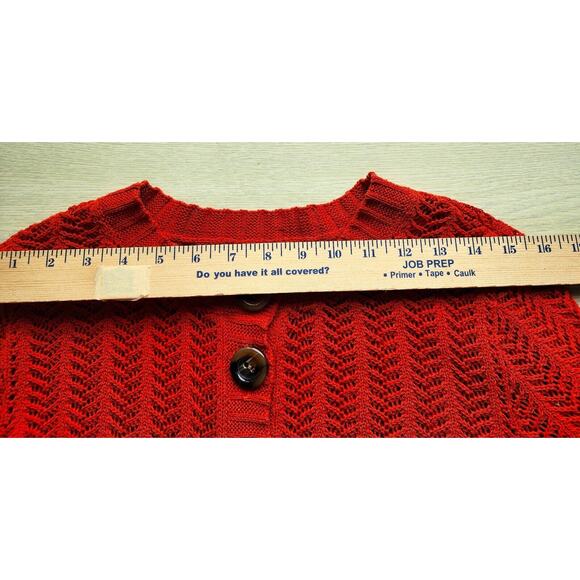 SWEATER-JONES NEW YORK SIGNATURE PETITE-Rust-Chevron Stitch-SIZE P-SML - Picture 12 of 16